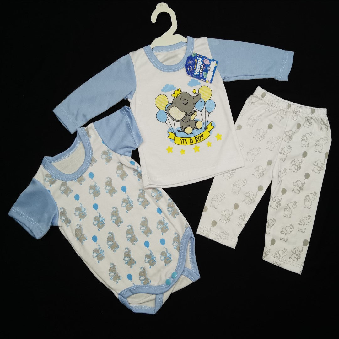 conjunto 1mer dia azul elefante rey