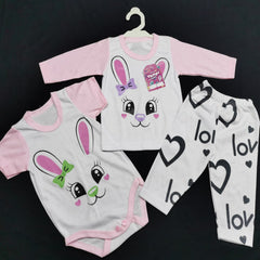 conjunto 1er dia rosado carita coneja
